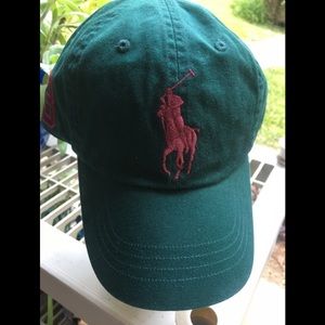 Green Polo Ralph Lauren Hat with maroon decal